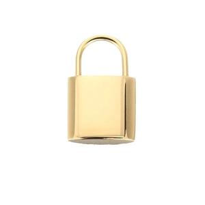 Polished gold stainless steel padlock pendant charm with a minimalist and trendy design