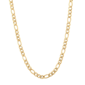 Polished 18K gold Figaro chain necklace for women featuring high shine link design