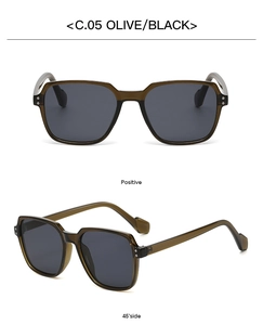 Front and 45-degree side views of C.05 olive and black oversized frame sunglasses