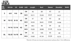 Size chart detail for women long sleeve hoodie and shorts set showing measurements