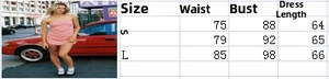 Size chart showing S, M, and L dimensions for the plaid tube bodycon mini dress