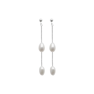 S925 silver freshwater pearl long tassel drop earrings for women in elegant minimalist style