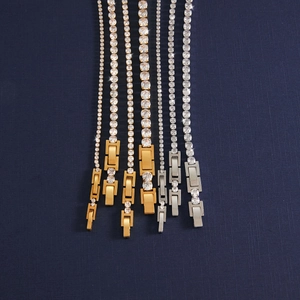 Lussuosi bracciali tennis in acciaio inossidabile con zirconi bianchi in oro e argento