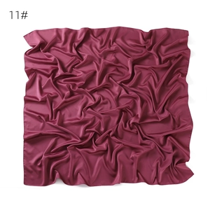 Large solid color matte imitation silk satin square scarf for women stylish head wrap