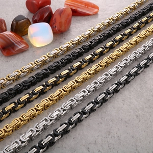 Men Byzantine Chain Jewelry Stainless Steel Heavy King Link Punk Hip Hop Necklace Bracelet