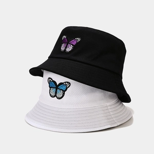 Schmetterling Bestickt Fischerhut Baumwolle Leinwand Sonnenschutz Outdoor Sommer Lässiger Anglerhut Damen Herren