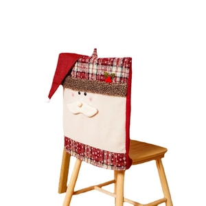 Santa Claus chair cover in red and cream white for festive dining room Christmas decoration