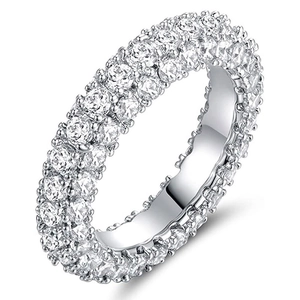 Micro Pave Multi Row Eternity Ring Copper Cubic Zirconia Fashion Hip Hop Ins Style Band Jewelry Women