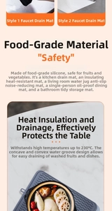 Deep grey food-grade silicone drying mat with 230°C heat resistance and drainage grooves