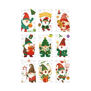 Christmas window decals set featuring 9 cartoon gnome designs with Merry Christmas text