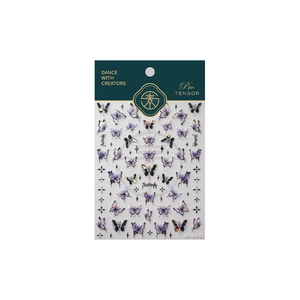 Autocollants ongles dégradés rose et violet motif papillon avec finition laser M-440