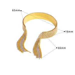 Dimensions détaillées du bracelet jonc ouvert bicolore en acier inoxydable avec pompons