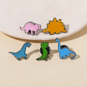 Cartoon Dinosaur Enamel Brooch Pin Cute Animal Brachiosaurus Stegosaurus Alloy Badge Clothing Backpack Accessory Kids Jewelry