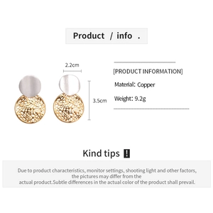 Detailed size specifications for 18k gold plated hollow round geometric earrings