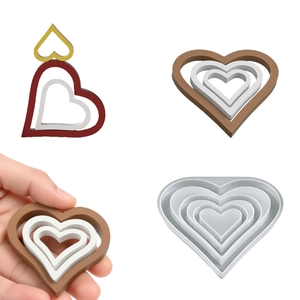 Moule En Silicone Forme De Coeur Imbriqué Creux Multicouche Moulage Résine Bricolage Ornements Pendentif Création Bijoux