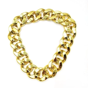 Hip hop chunky gold dog chain necklace for large pets, Cuban style plastic collar accessory
