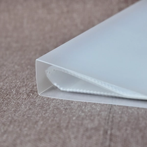 Close-up of translucent white PP storage folder showing multi-layer inner sleeves