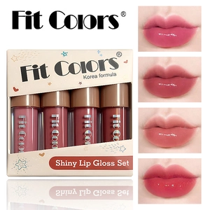 Set of 4 Fit Colors shiny lip glosses with long-lasting finish and velvet texture