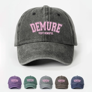 Washed Baseball Cap Retro Distressed Sonnenhut Demure Very Mindful Buchstabendruck Verstellbar Atmungsaktiv Outdoor
