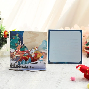 3D Christmas pop-up card featuring Santa's reindeer sleigh with snowman and tree