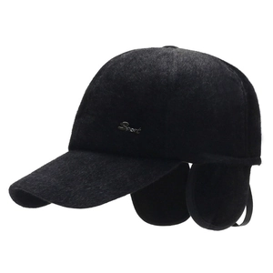 Winter faux mink baseball cap for men with thick thermal ear flaps and sport metal tag