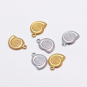 Set of 6 minimalist conch shell charms in gold and silver finish for DIY jewelry