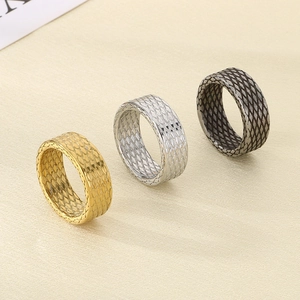 Wide Band Ring Stainless Steel Snake Scale Texture Engraved Vintage Punk Industrial Style For Men Women