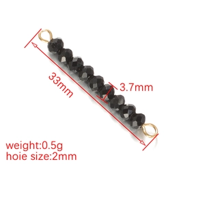 33mm black crystal birthstone connector bead with gold rings for jewelry making