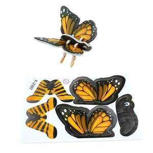 Detailed view of 3D butterfly puzzle with printed foam board pieces for children