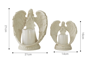 Detailed size specifications for Nordic resin praying angel electronic candle holders