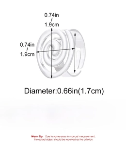 Silver spiral alloy ring detail showing 1.7cm diameter and 4g weight specifications