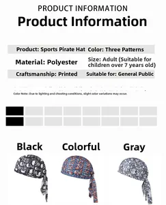 Quick-dry breathable sports pirate hat features skull prints in various colors