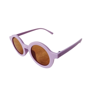 Fashionable round frame kids sunglasses in lavender purple with UV protection lenses