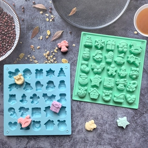 25-cavity Christmas silicone chocolate mold for DIY cake pudding desserts in blue and green