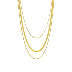Three-layer gold titanium steel snake chain necklace with multi-layered stacked design