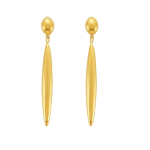Elegant gold-plated stainless steel teardrop dangle earrings with a polished mirror finish