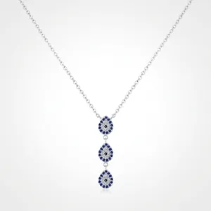 925 Sterling Silver Evil Eye Necklace With Water Drop Pendants Multi Color Zircon Jewelry For Women