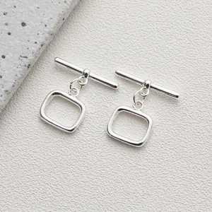 Close-up of silver-plated stainless steel OT toggle clasp for DIY jewelry making