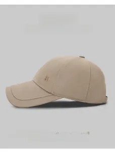 Detail of adjustable cotton baseball cap featuring diamond logo embroidery on side