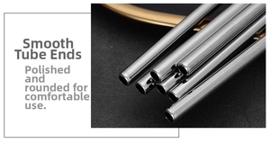 Close-up of polished stainless steel straw featuring safe and smooth rounded edges