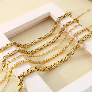 Chain Bracelet Stainless Steel 18K Gold Plated Byzantine Curb Figaro Rolo Wheat Box Links Minimalist Jewelry For Men Women