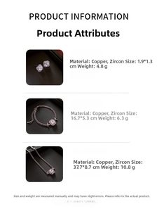 Tableau des tailles détaillé pour parure collier, boucles et bracelet avec zircon carré