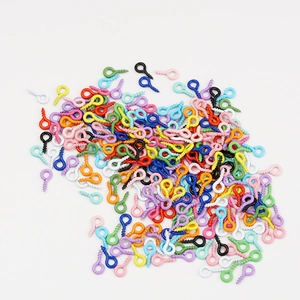 Screw Eye Pins Colorful Painted Iron Mini Threaded Hooks For DIY Jewelry Making Keychain Phone Case Pendant Crafts