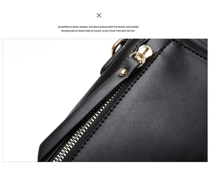 Close-up of black leather bag featuring gold zipper, hardware rivets and lychee texture
