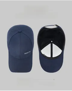 Detailed interior and exterior views of navy cotton baseball cap with mountain embroidery