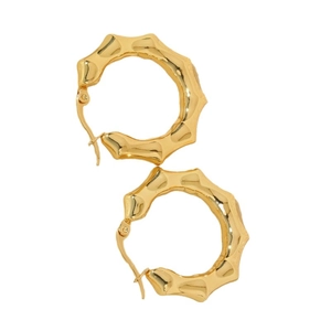 Poliierte goldene Titan-Creolen mit gewelltem Design und glänzender Spiegeloberfläche