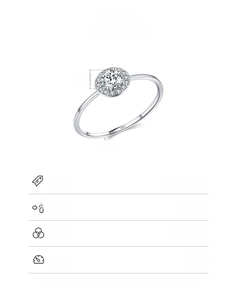 S925 sterling silver ring detail showing 4x4mm halo zircon and 1mm slim band dimensions