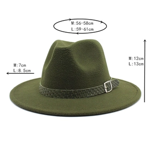 Guida alle taglie per cappello fedora verde oliva con misure dettagliate per M e L