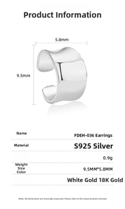 Technical drawing of S925 silver ear cuff with measurements 9.5mm diameter and 5.8mm width