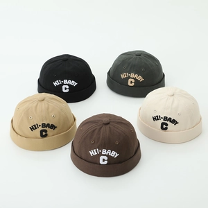 Kids vintage cotton docker hats in five colors with HI!-BABY C letter embroidery